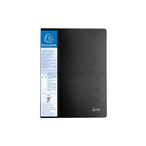 Prot&egrave;ge-documents en polypropyl&egrave;ne rigide avec porte &eacute;tiquette 3 faces Up Line Opaque 80 vues - A4 - Noir - EXACOMPTA photo du produit