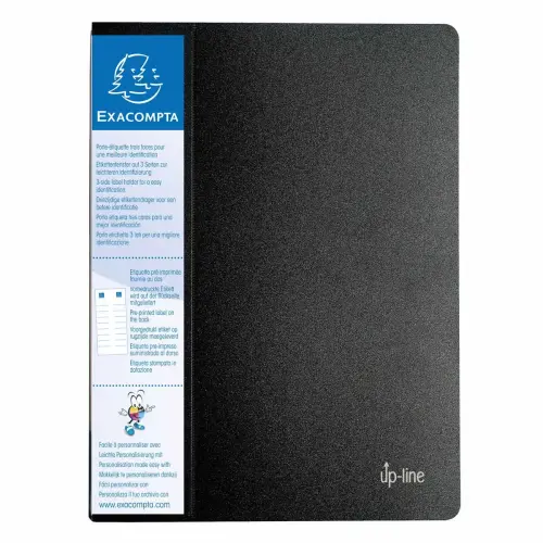 Prot&egrave;ge-documents en polypropyl&egrave;ne rigide avec porte &eacute;tiquette 3 faces Up Line Opaque 120 vues - A4 - Noir - EXACOMPTA photo du produit