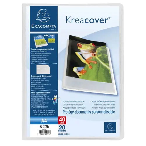 Protège-documents en polypropylène semi rigide Kreacover® Chromaline 40 vues - A4 - Cristal - EXACOMPTA photo du produit