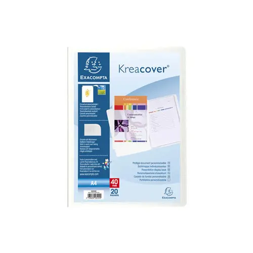 Protège-documents en polypropylène rigide Kreacover® 40 vues - A4 - Blanc - EXACOMPTA photo du produit
