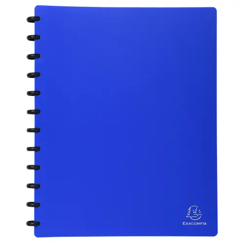 Prot&egrave;ge-documents &agrave; anneaux et pochettes d&eacute;tachables 60 vues - A4 - Bleu - Exacompta photo du produit
