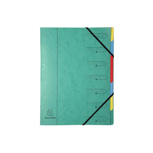 Trieur agrafé avec élastiques 7 compartiments - Vert - EXACOMPTA photo du produit