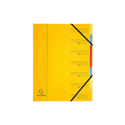 Trieur agrafé avec élastiques 7 compartiments - Jaune - EXACOMPTA photo du produit