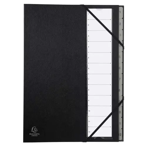 Trieur rigide Ordonator numerique dos extensible 12 compartiments 1 &agrave; 12 - Noir - EXACOMPTA photo du produit