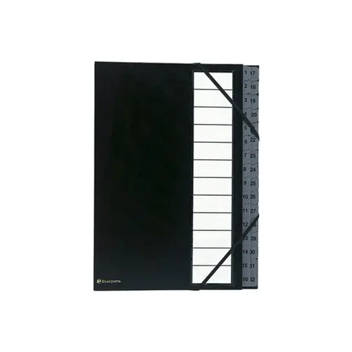 Trieur rigide Ordonator numerique dos extensible 32 compartiments 1 &agrave; 32 - Noir - EXACOMPTA photo du produit