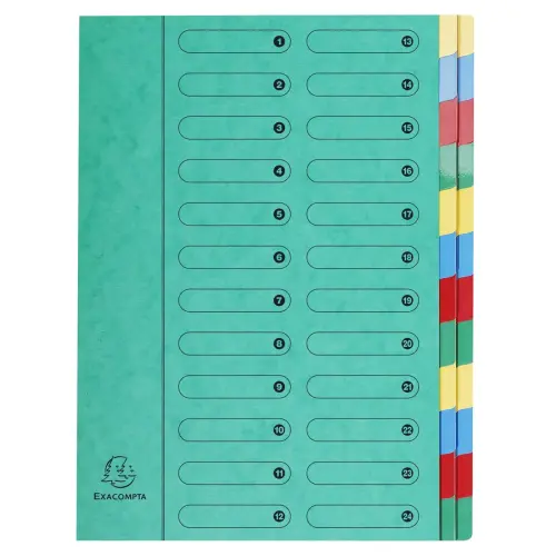 Trieur extensible Harmonika sans &eacute;lastique fen&ecirc;tres imprim&eacute;es 24 compartiments - A4 - Vert - EXACOMPTA photo du produit