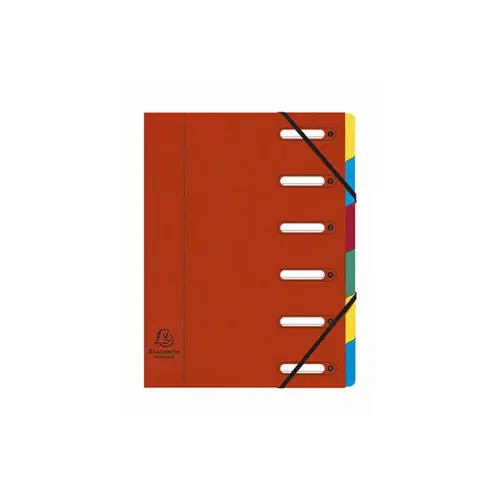 Trieur HARMONIKA® à fenêtres avec élastiques véritable carte lustrée 6 compartiments - Rouge - EXACOMPTA photo du produit