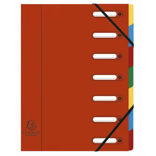 Trieur HARMONIKA&reg; &agrave; fen&ecirc;tres avec &eacute;lastiques Nature Future carte lustr&eacute;e 7 compartiments - Rouge - EXACOMPTA photo du produit