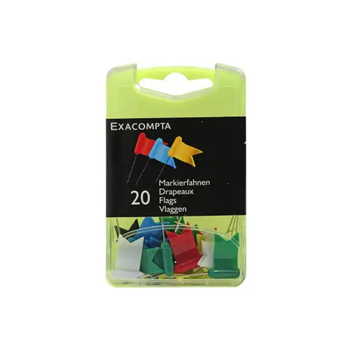 Boîte de 20 épingles drapeaux - Hauteur de pointe 16mm - Couleurs assorties - EXACOMPTA photo du produit