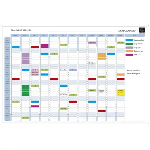 Planning magnétique annuel - textes en français - Blanc - EXACOMPTA photo du produit