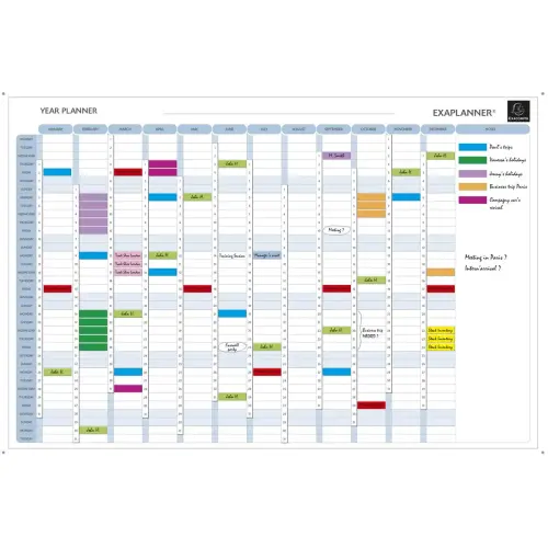 Planning magn&eacute;tique annuel - textes en anglais - Blanc - EXACOMPTA photo du produit