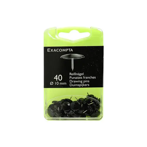 Boîte de 40 punaises - Hauteur de pointe 7mm - 10mm de diamètre - Noir - EXACOMPTA photo du produit
