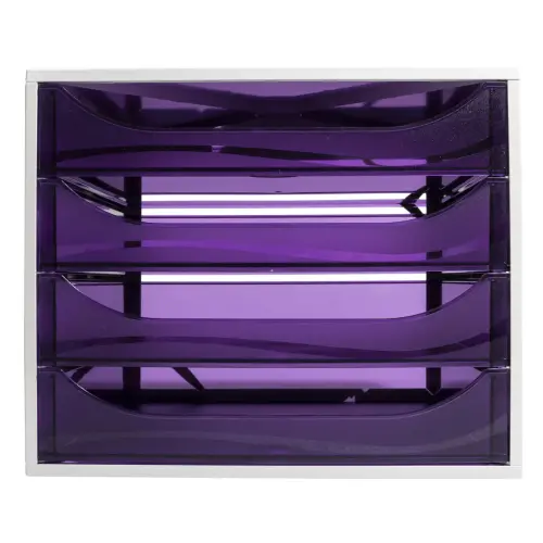 ECOBOX 4 tiroirs - Gris/violet transparent - EXACOMPTA photo du produit