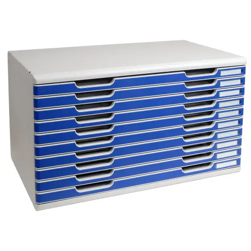 MODULO A3 - 10 tiroirs - Gris lumière/bleu - EXACOMPTA photo du produit