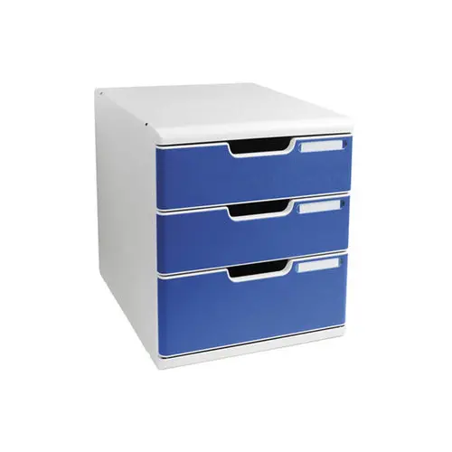 MODULO A4 3 tiroirs - Gris lumière/bleu - EXACOMPTA photo du produit