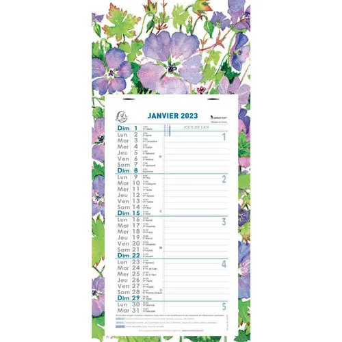Calendrier mensuel 19x41 support Fleurs - EXACOMPTA photo du produit