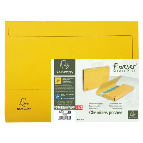 Pt 50 chemises poche FOREVER A4 jaune - Exacompta photo du produit