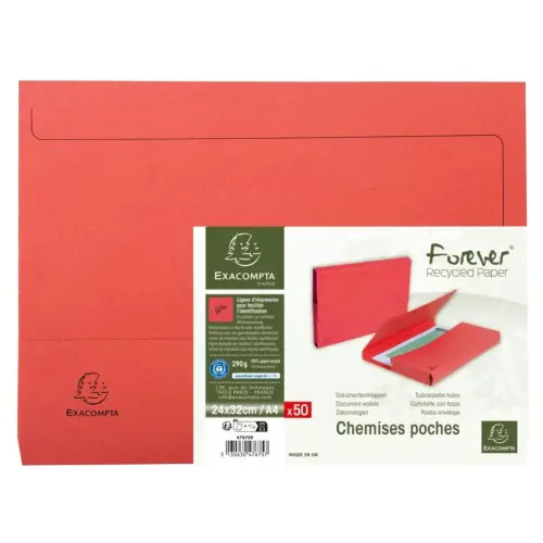 Pt 50 chemises poche FOREVER A4 rouge photo du produit