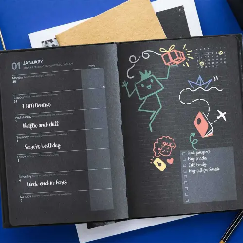 Agenda CARNET 21 dots Life Journal BLACK El - 15x21cm - QUO VADIS photo du produit