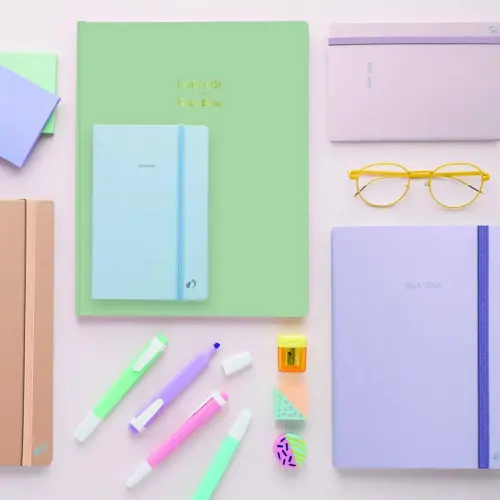 Agenda CARNET 21 lign&eacute; Pastel rose CR &eacute;last - 15x21cm - QUO VADIS photo du produit