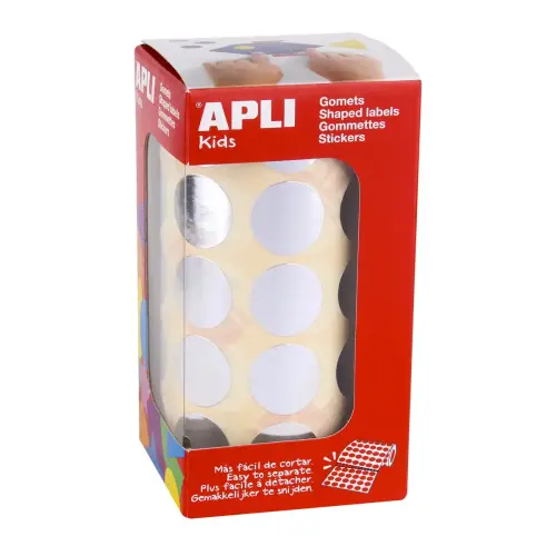 Rouleau gommettes rondes Ø 20 mm métallisée Argent - Apli photo du produit