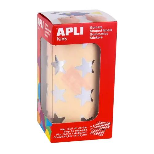 Rouleau gommettes étoiles 19,5 mm métallisées Argent - Apli photo du produit