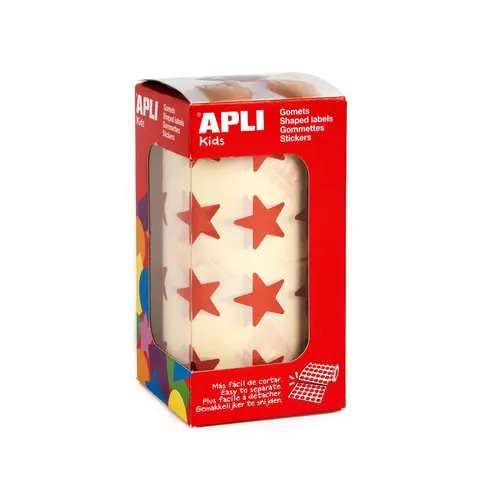 Rouleau gommettes &eacute;toiles 19,5 mm m&eacute;tallis&eacute;es rouges photo du produit