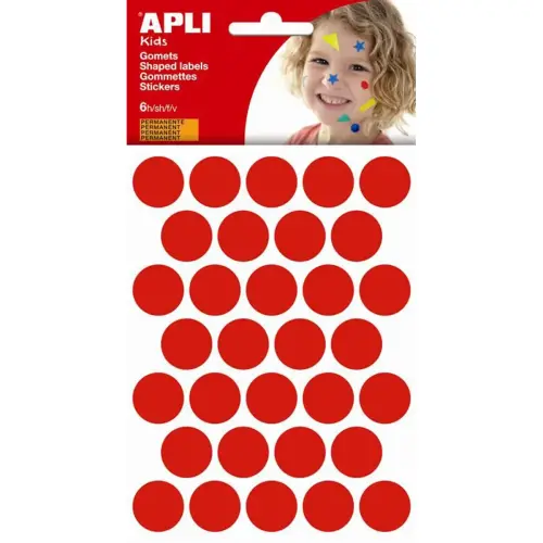 Gommettes rondes &Oslash; 20 mm permanent rouge 6 feuilles photo du produit
