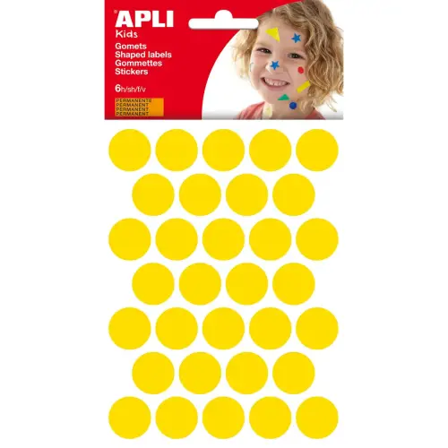 Gommettes rondes Ø 20 mm permanent jaune 6 feuillesles - Apli photo du produit
