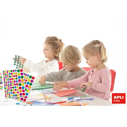 Gommettes rondes permanent multicolores métallisées 6 feuillesles - Apli photo du produit