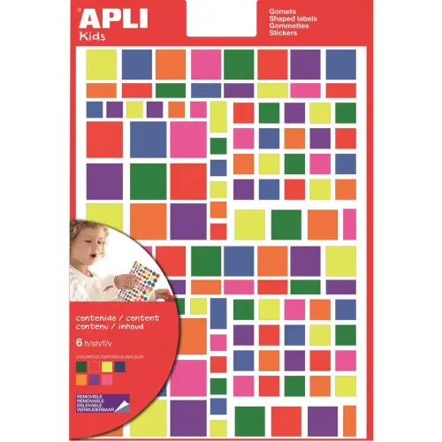 Gommettes formes géométriques enlevables multicolores 6 feuillesles - Apli photo du produit