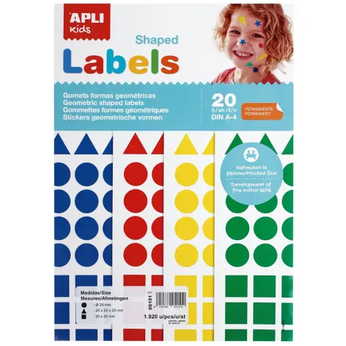 Gommettes A4 20 mm 4 couleurseurs 20 feuillesles - Apli photo du produit