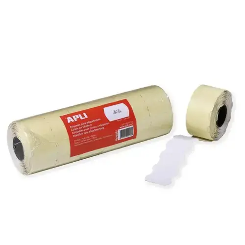 Lot de 6 rlx de 1000 &eacute;tiquettes blanches enlevables sinusoidales 32x19 mm photo du produit