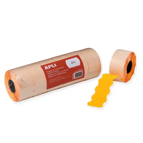Lot de 6 rlx de 1000 étiquettes oranges fluo sinusoidales photo du produit