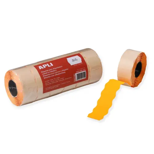 Étiquettes rectangles 26 x 16 mm orange adhésif amovible bords sinusoïdal 6 u. photo du produit