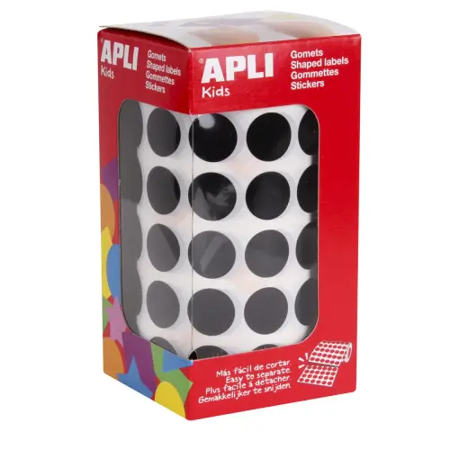 Rouleau gommettes rondes Ø 15 mm Noir - Apli photo du produit