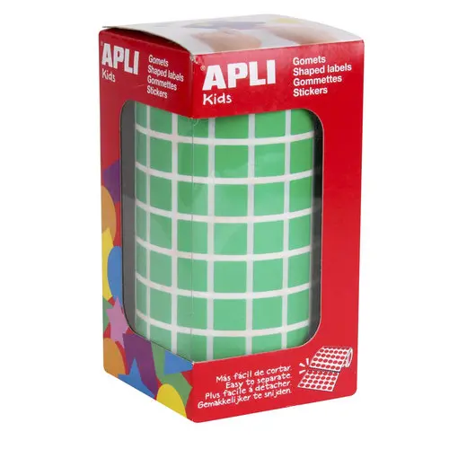 Rouleau gommettes carrées 10 mm vertes photo du produit