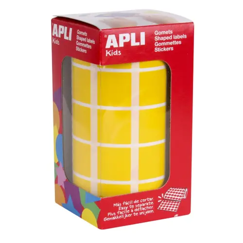 Rouleau gommettes carrées 20 mm Jaunes - Apli photo du produit
