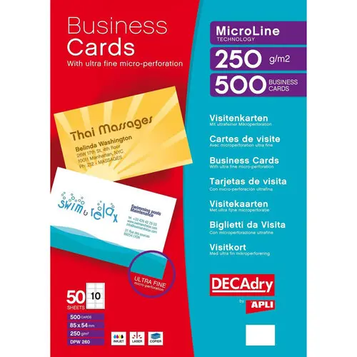 Pochette 500 cartes de visite blanches MicroLine - 250g photo du produit