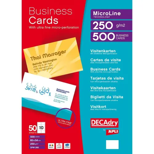 Pochette 500 cartes de visite blanches MicroLine - 250 g - Apli photo du produit