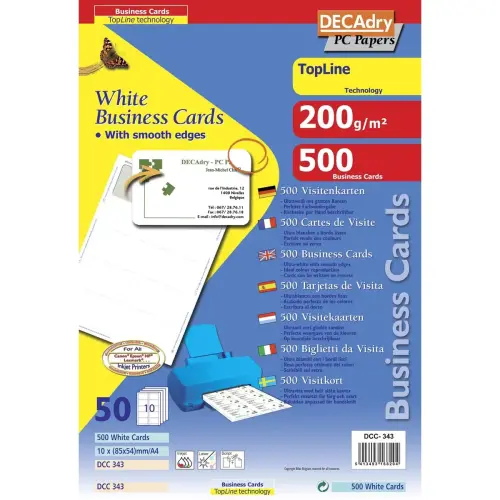 Cartes de visite blanches TopLine 200g 85x54 mm 50 feuilles photo du produit