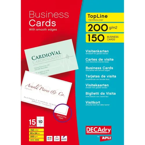 Cartes de visite blanches TopLine 200 g 85 x 54 mm 15 feuillesles - Apli photo du produit