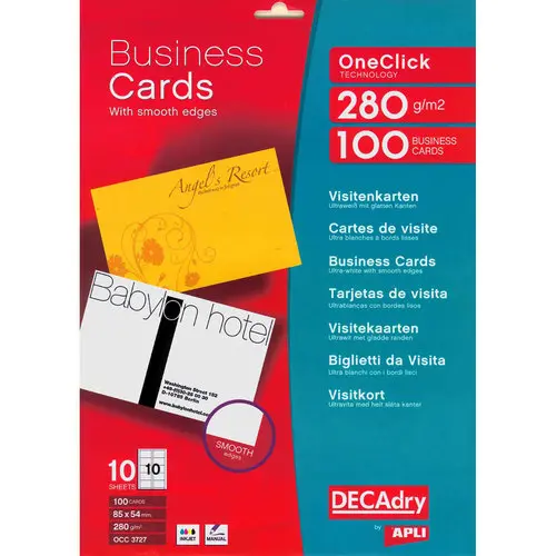 Pochette 100 cartes de visite blanches OneClick - 280g photo du produit