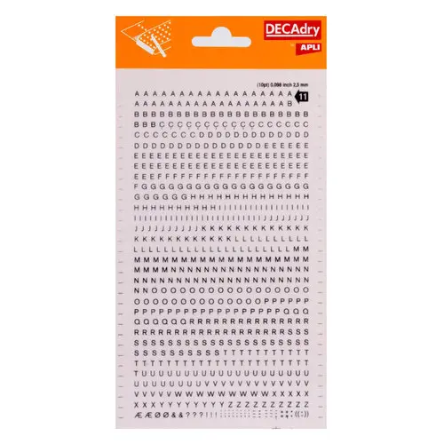 Lettres transfert majuscules noires 2,5 mm 730 caractères photo du produit