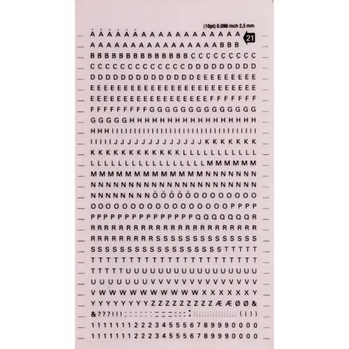 Lettres et chiffres transfert noirs 2,5 mm 731 caractères photo du produit