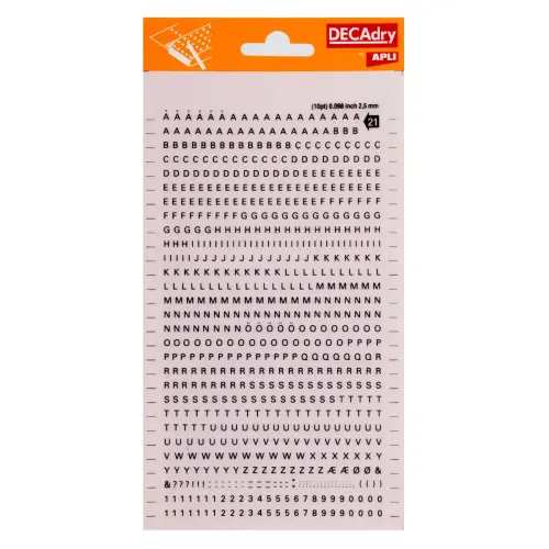 Lettres et chiffres transfert noirs 2,5 mm 731 caractères photo du produit