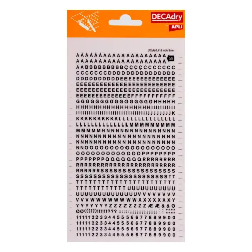 Lettres et chiffres transfert noirs 3 mm 795 caractères - Apli photo du produit