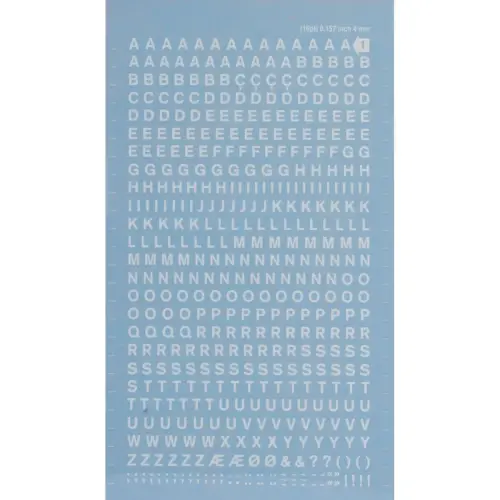Lettres transfert majuscules blanches 4 mm 470 caract&egrave;res photo du produit