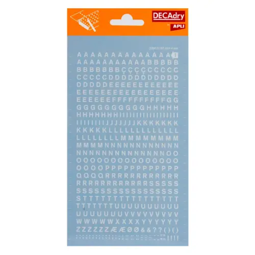 Lettres transfert majuscules blanches 4 mm 470 caract&egrave;res photo du produit