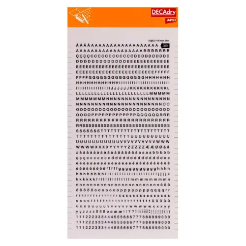 Lettres et chiffres transfert noirs 3 mm 997 caractères - Apli photo du produit